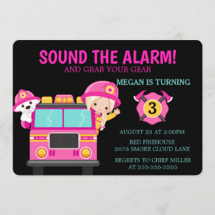 Invitación para bomberos de camión de niños bomber