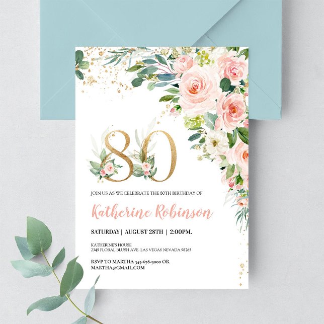 Invitación para Brunch de Cumpleaños 80 Elegante F (Subido por el creador)