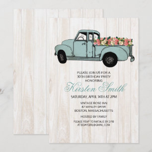 INVITACIÓN PARA CAMIONETA FLORAL RÚSTICA PARA CUAL
