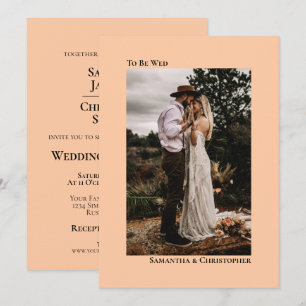Invitación Para Casarse Minimalista Vertical Foto Melocotón B