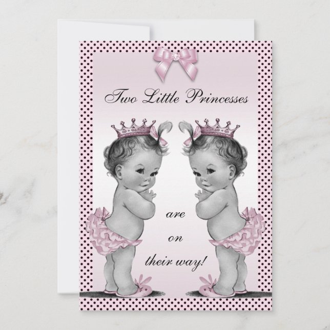 Invitación para celebración baby shower de dos gem (Anverso)