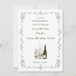 Invitación para cena con letra a mano ilustrada
