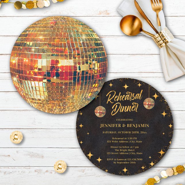 Invitación para Cena de Ensayo con Bola de Discote (Subido por el creador)