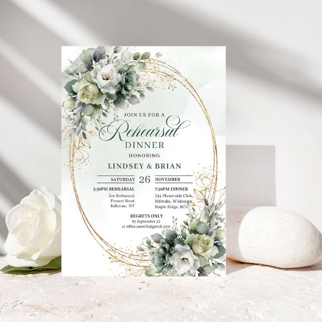 Invitación para Cena de Ensayo con Eucalipto Acuar (Watercolor Eucalyptus Rehearsal Dinner Invitation)