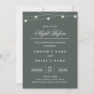 Invitación para Cena de Ensayo con Luces de Cadena