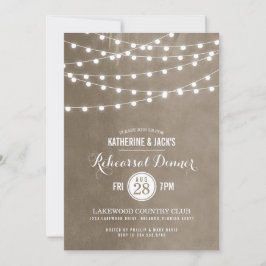 Invitación para Cena de Ensayo con Luces de Cuerda