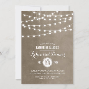 Invitación para Cena de Ensayo con Luces de Cuerda