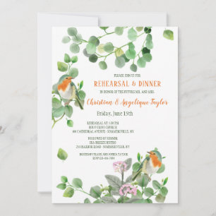 Invitación para Cena de Ensayo de Pareja de Pájaro