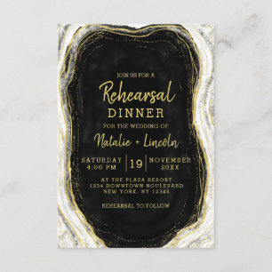 Invitación para Cena de Ensayo en Ágata Geoda Negr