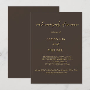 Invitación para Cena de Ensayo Marrón Oscuro y Dor