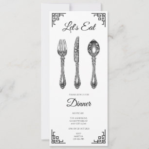 Invitación para cenar blanco