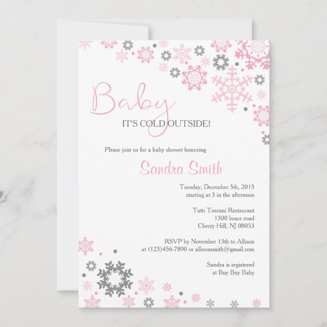 Invitación para Chicas a la ducha de nevadas de in (Anverso)