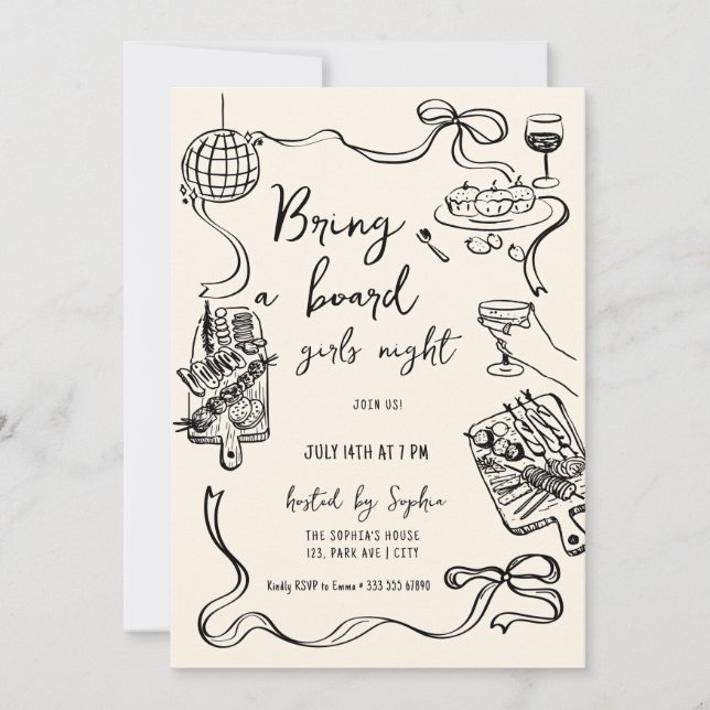 Invitación para chicas noche de Trae una Tabla (Anverso)