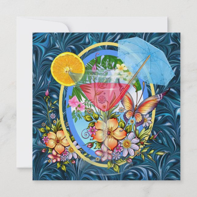 Invitación para cóctel en la playa del paraíso (Anverso)