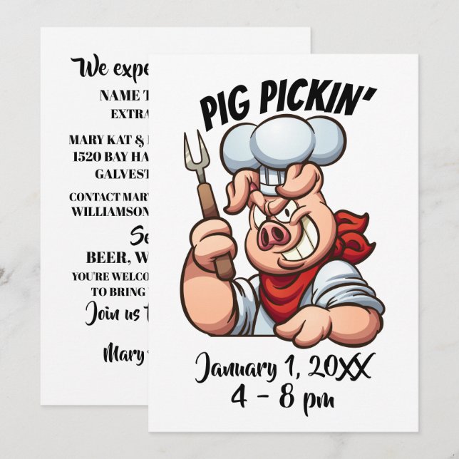 INVITACIÓN PARA COMER CERDO (Anverso / Reverso)