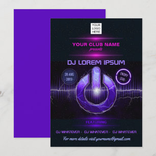 Invitación para concierto de música y baile de DJ