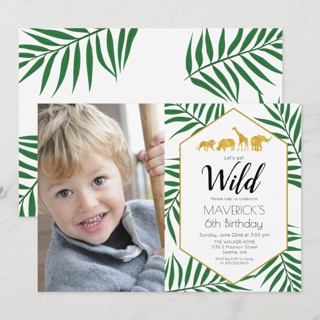 INVITACIÓN PARA CUALQUIER EDAD - Cumpleaños Safari (Anverso / Reverso)