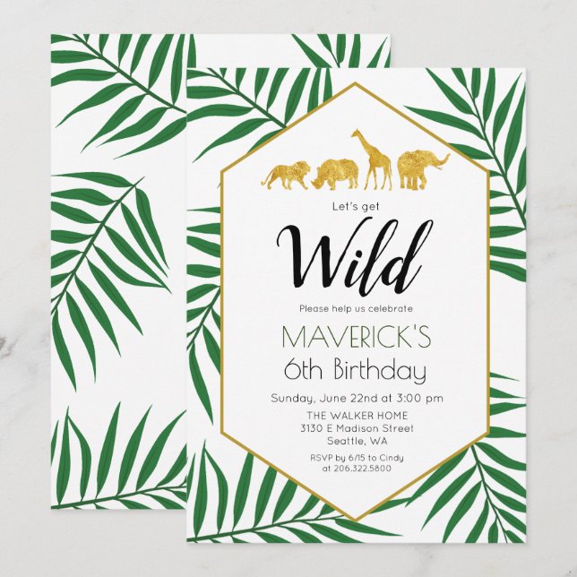 INVITACIÓN PARA CUALQUIER EDAD - Cumpleaños Safari (Anverso / Reverso)