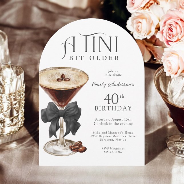 Invitación para Cumpleaños 40 con Martini de Espre (May be ordered in both printed and instant download digital formats.)