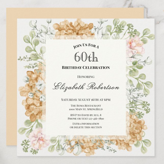 Invitación para cumpleaños 60 en elegantes colores (Subido por el creador)