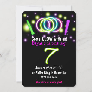 Invitación para Cumpleaños 7 años de GLOW Lights E