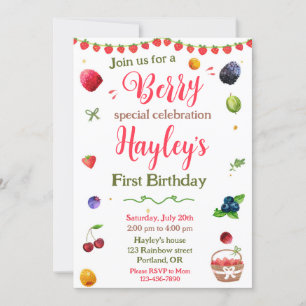 Invitación para cumpleaños Berry fiesta dulce