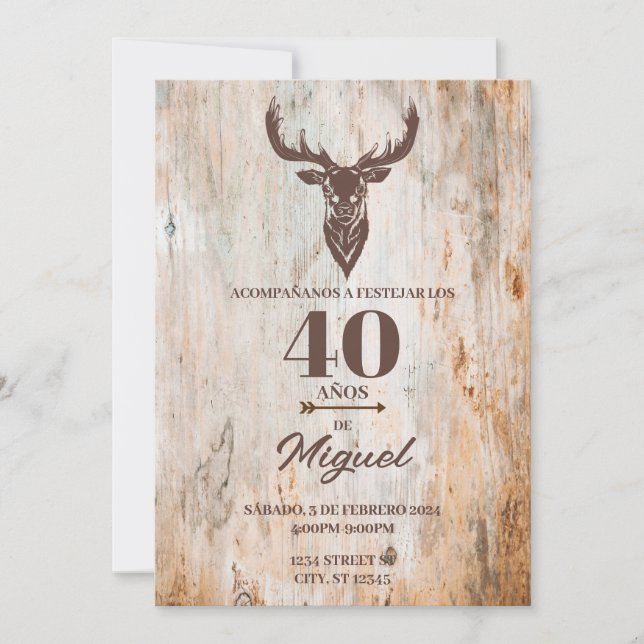 INVITACION PARA CUMPLEANOS DE HOMBRE TEMA CAZAR (Anverso)