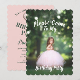 Invitación para Cumpleaños de Niña con Foto - Rosa