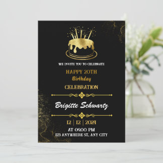Invitación para cumpleaños de oro sólido