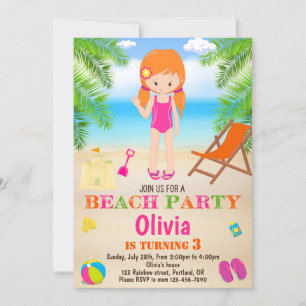 Invitación para cumpleaños en la playa de verano