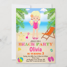 Invitación para cumpleaños en la playa de verano