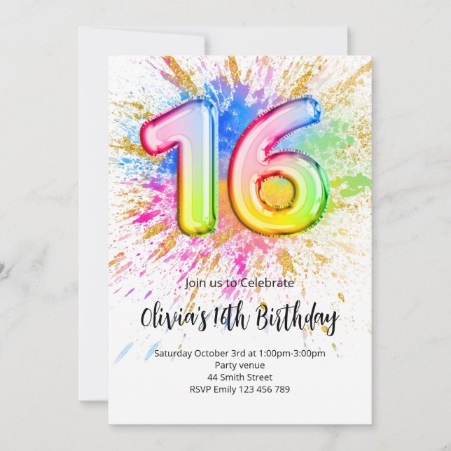 Invitación para cumpleaños número 16 (Anverso)