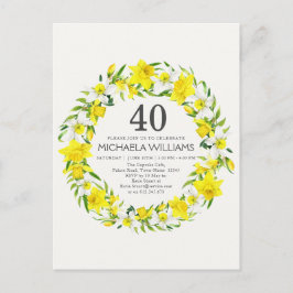 Invitación para Cumpleaños número 40 con Narcisos 