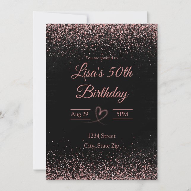 Invitación para cumpleaños número 50 - Confeti Bri (Anverso)