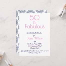 Invitación para cumpleaños número 50 de Azul marin