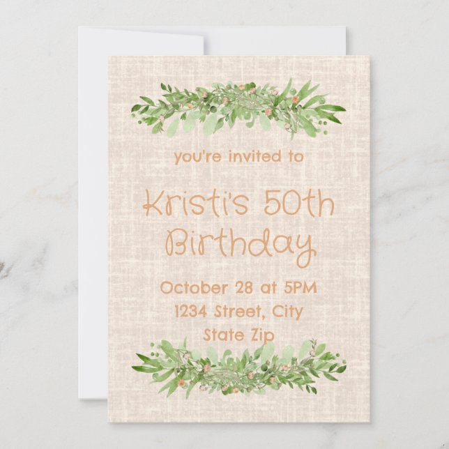 Invitación para cumpleaños número 50 – Lino con ve (Anverso)
