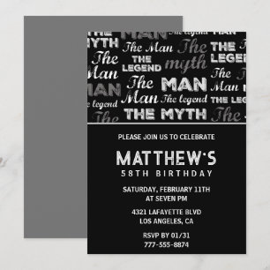 Invitación para cumpleaños número 58 para él Mito 