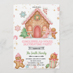 Invitación para decorar casa de jengibre con tema