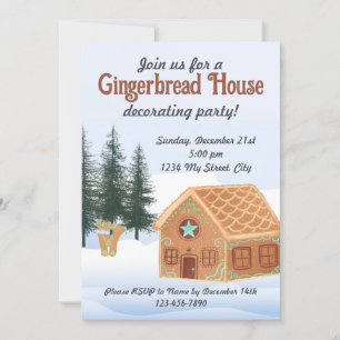 Invitación para decorar una casa de jengibre