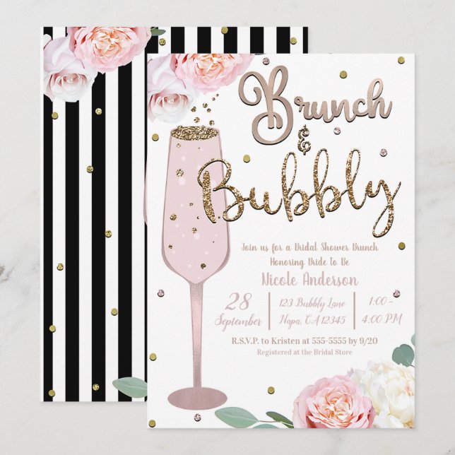 Invitación para Desayuno Brunch y Bubbly Champagne (Anverso / Reverso)