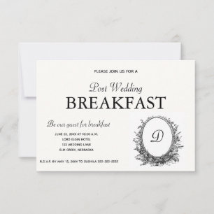 Invitación para desayuno con corona floral BNW