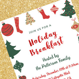 Invitación para Desayuno de Navidad Calcetines Árb