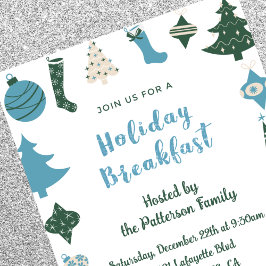 Invitación para Desayuno de Navidad Verde azul ado