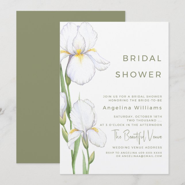 Invitación para Desayuno de Novia "Iris delicados" (Anverso / Reverso)