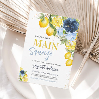 Invitación para Desayuno Nupcial Floral Azul Limón