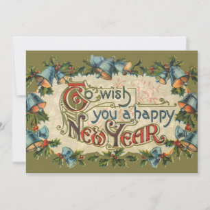 Invitación Para desearle un Feliz Año Nuevo, Vintage Victoria