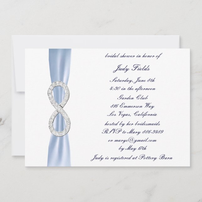 Invitación para Despedida de Soltera Blue Diamond  (Anverso)
