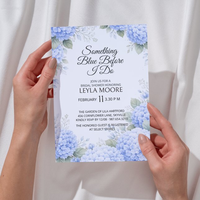 Invitación para Despedida de Soltera con Algo Azul (Something Blue Bridal Shower Invitation
)
