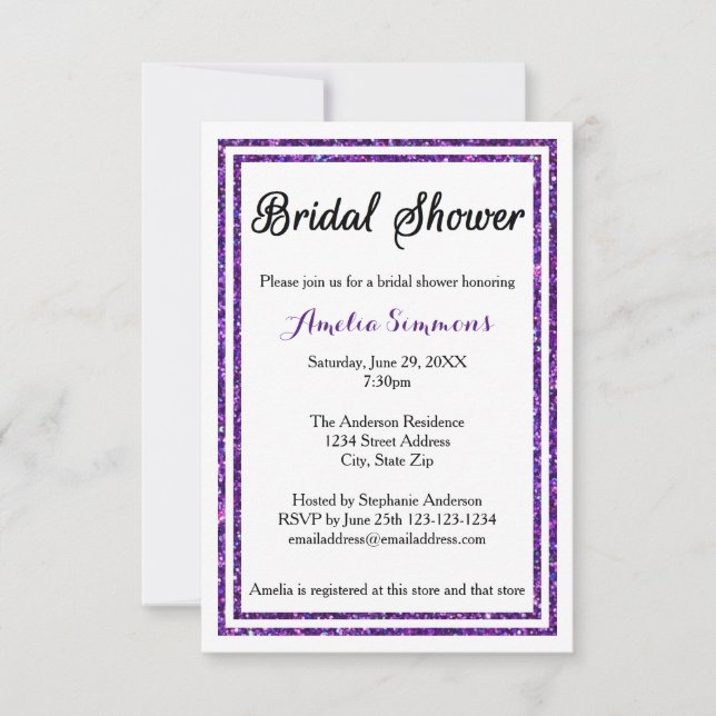 Invitación para Despedida de Soltera con Borde de  (Anverso)