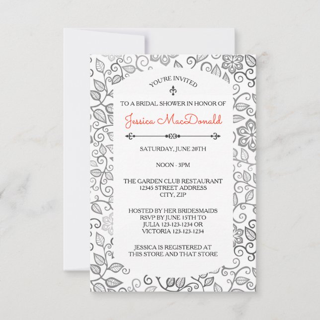 Invitación para Despedida de Soltera con Estampado (Anverso)